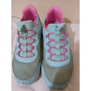 Skechers Women’s Slip-On Sneakers Size 5 Aqua/Pink Knit Comfort Walking Shoes